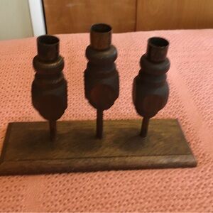 Vintage wooden candle holder, made in Colorado Springs
